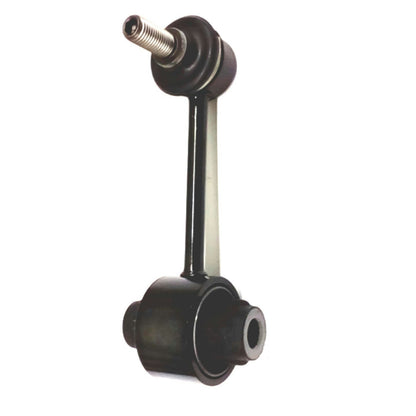 A black automotive Rear Sway bar end link with a threaded bolt end, isolated on a white background.