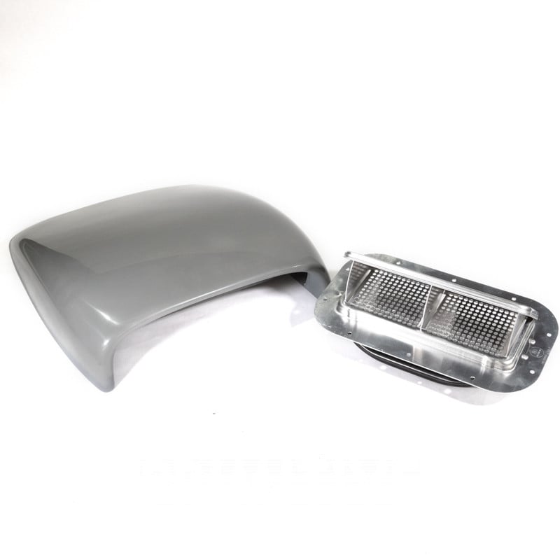 Fiberglass roof scoop with aluminum roof vent